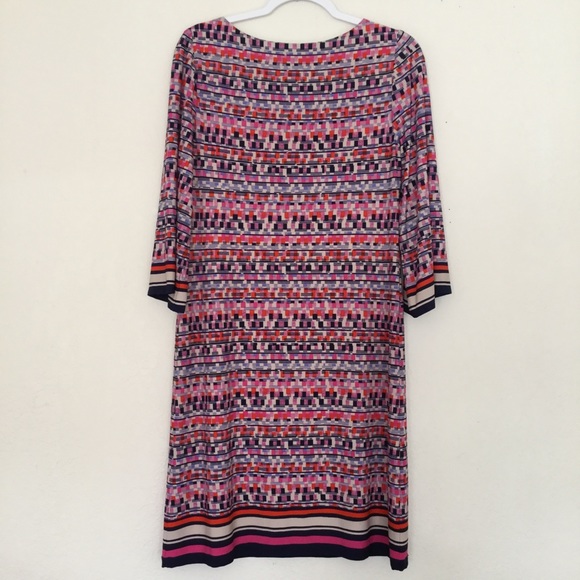 Jessica Howard Geometric 3/4 Sleeve Silky Dress - Picture 2 of 5